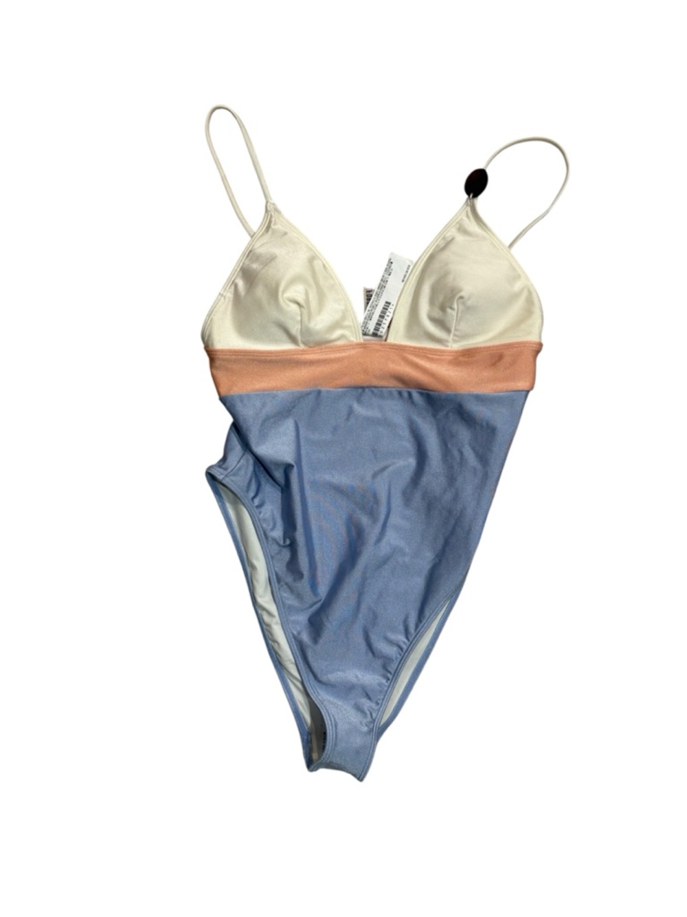 FOREVER 21 NWT M (Jrs.) Cream,Peach & Blue Colorblock One-Piece swim suit NWT
